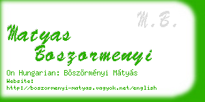matyas boszormenyi business card